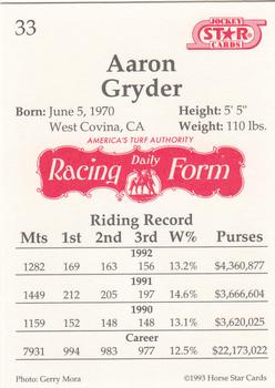 1993 Jockey Star #33 Aaron Gryder Back